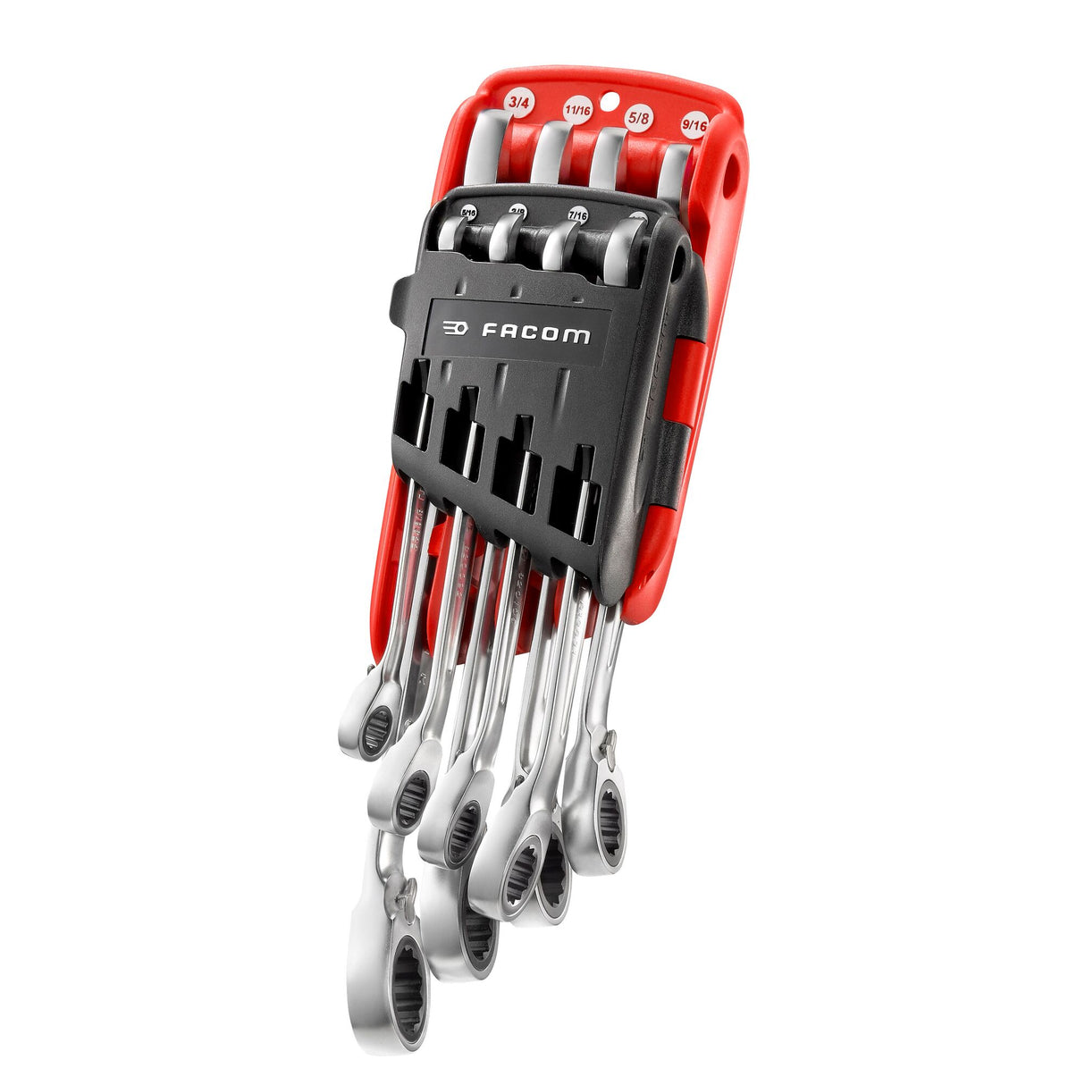 RATCHET COMBINATION WRENCHES - 467 - 15 Deg Angled - Case Holder - 8 pc.