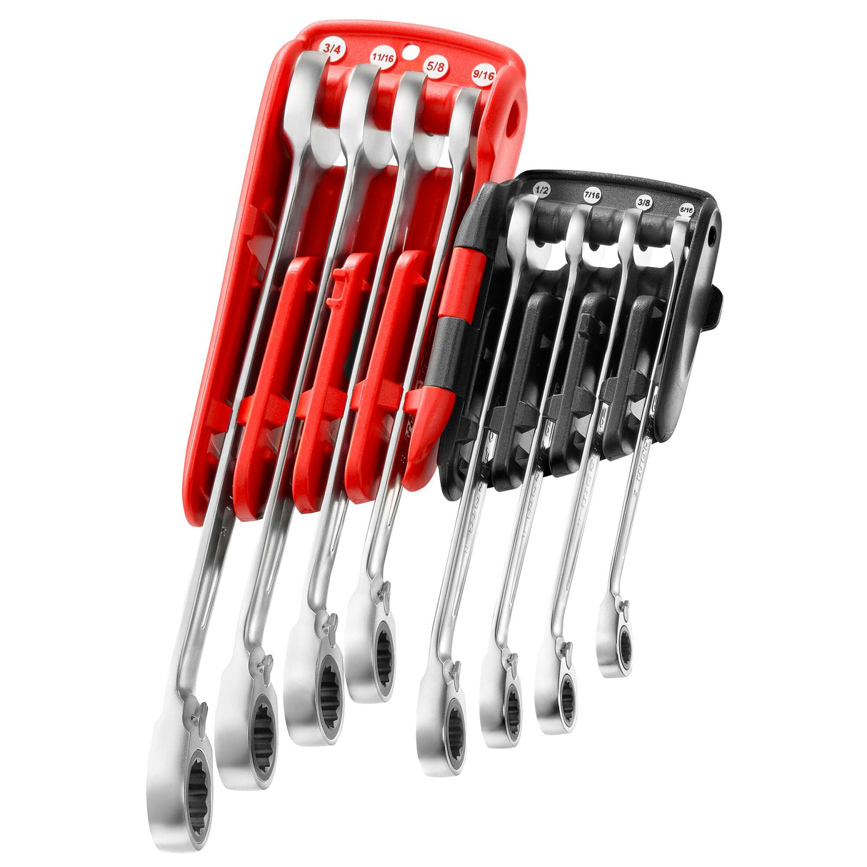 RATCHET COMBINATION WRENCHES - 467 - 15 Deg Angled - Case Holder - 8 pc.