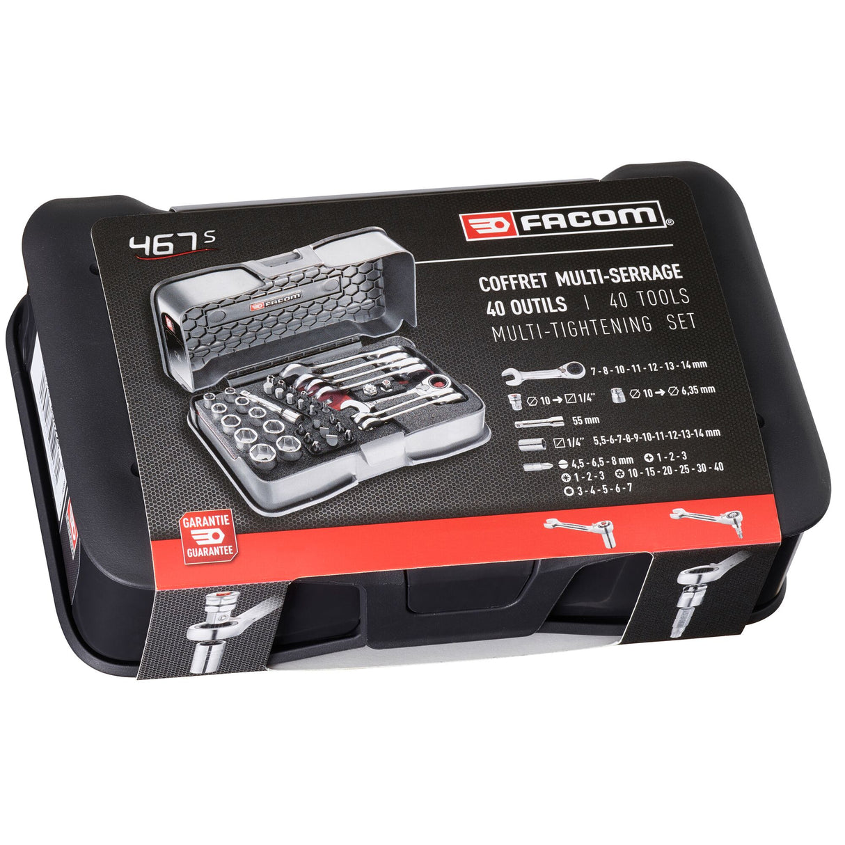 RATCHET COMBINATION WRENCHES - 467BS - Short Handle - Box - 40 pc.