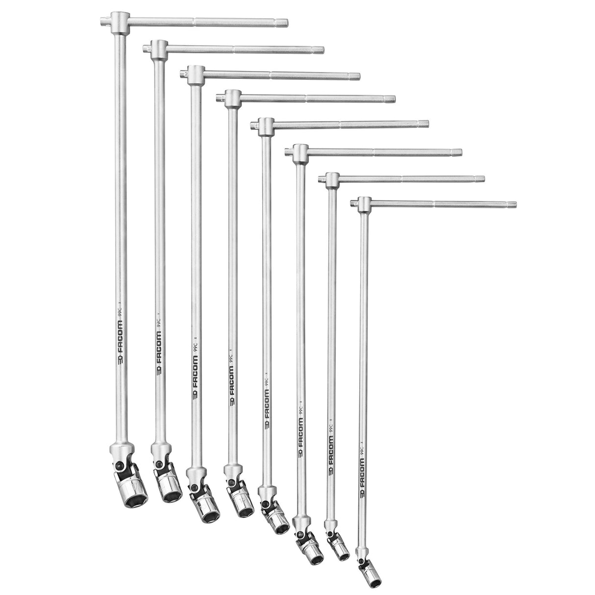 99C.JE - Universal-joints tee socket wrenches with metric slide handle sets, metric