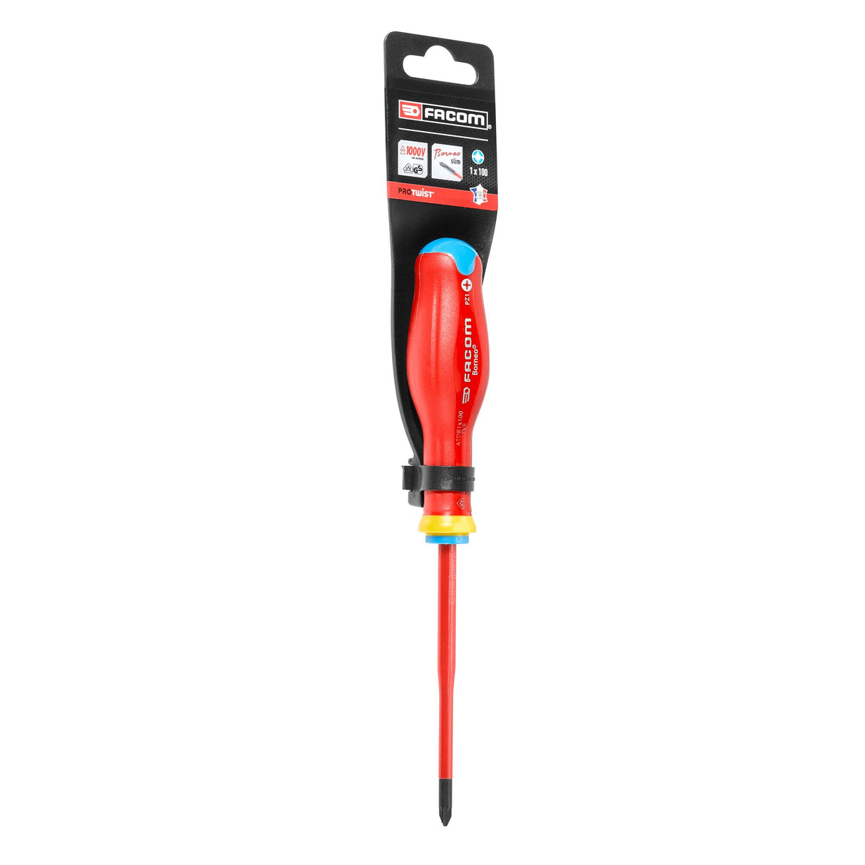 Insulated PROTWIST® BORNEO® screwdriver 1 000 Volt for mixed head Pozidriv®, 1 x 100