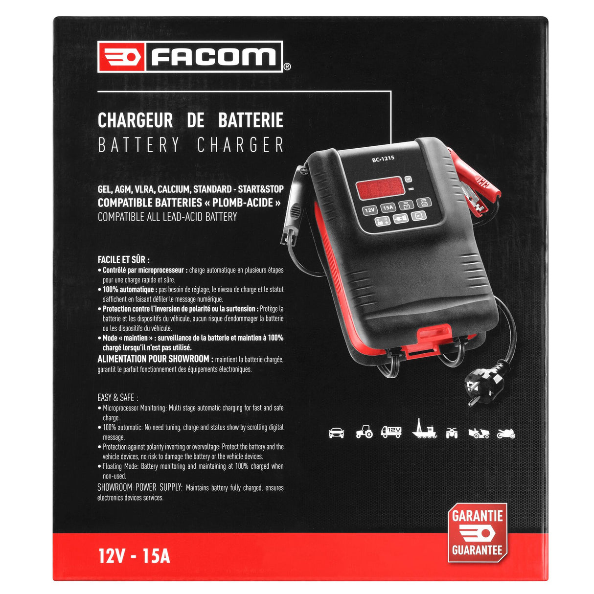 Battery charger, 12V - 15A