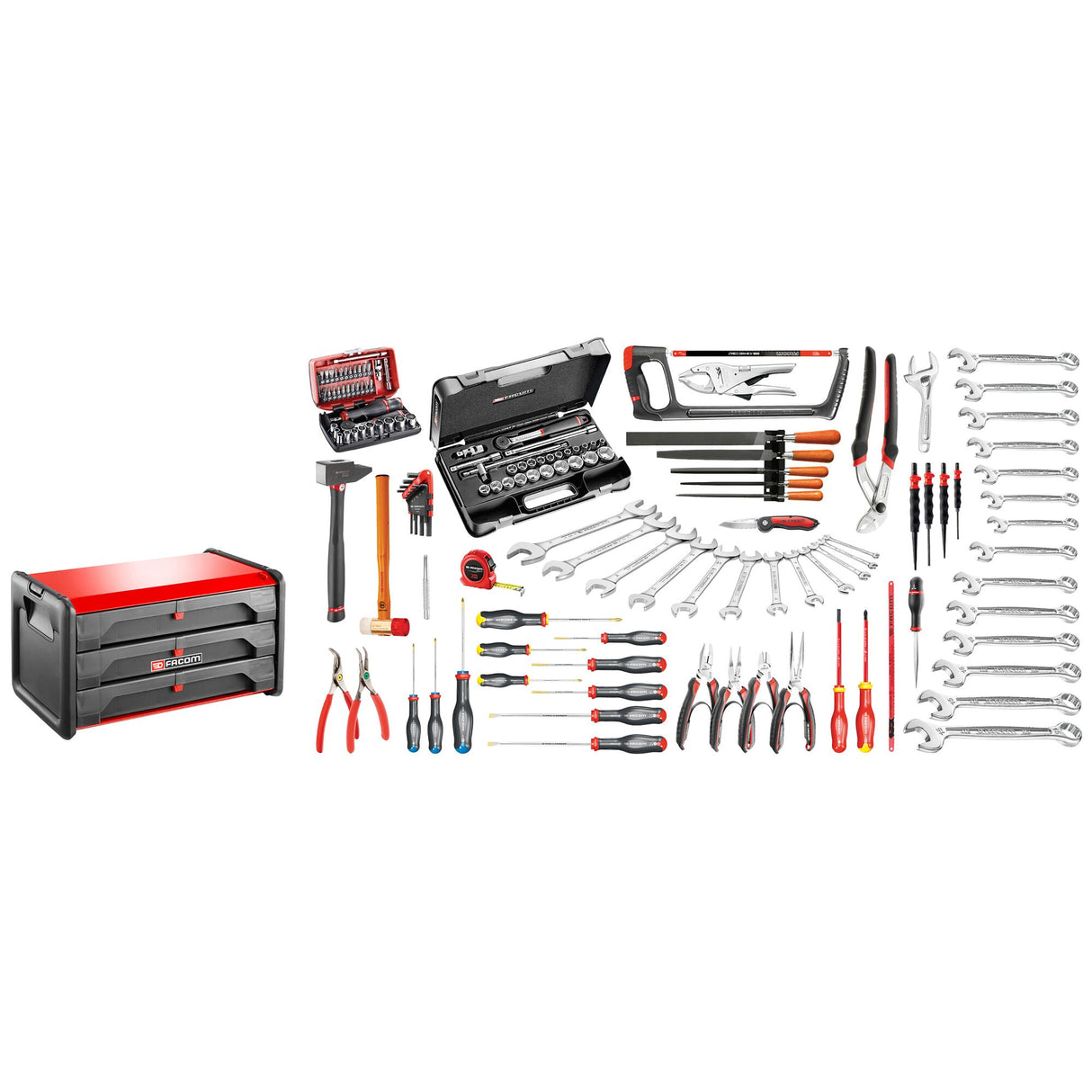 20 in. Alloy 3-Drawer Toolbox With Mechanic Metric Tool Set (136 pc.)