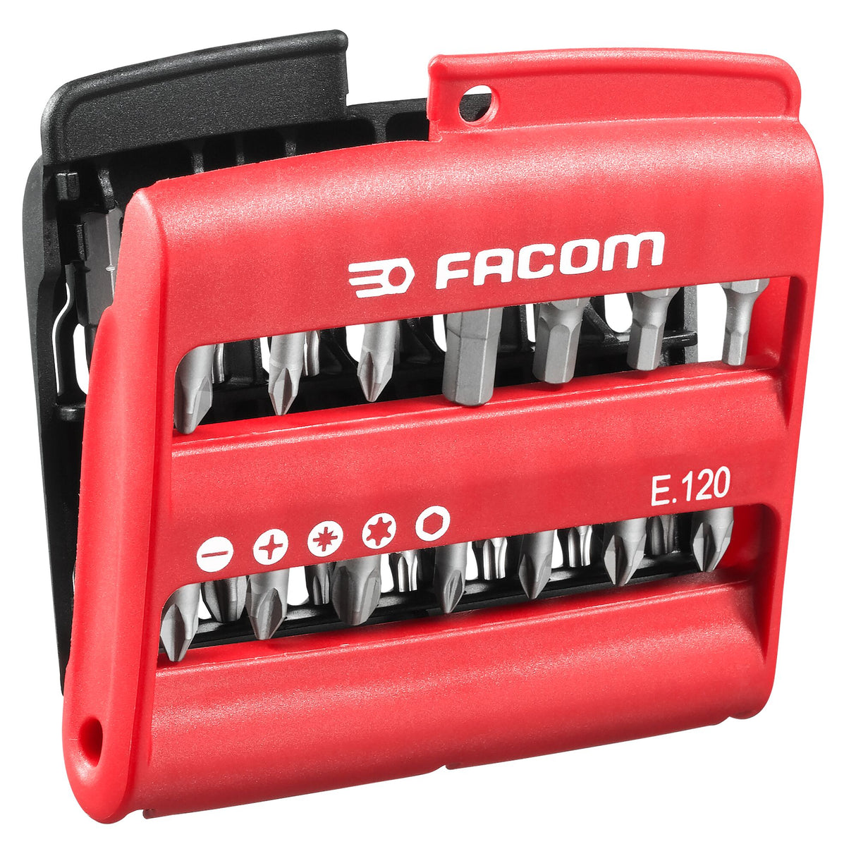 Combined set of 28 bits 1/4" 25 mm and bit holder, Slotted head, Phillips®, Pozidriv®, 6 point, TORX® bits