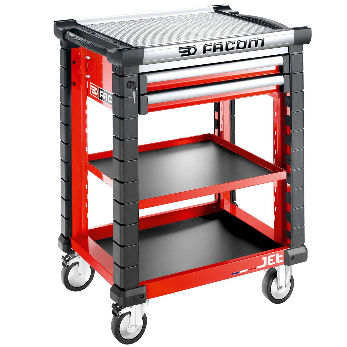 Utility Cart 3 Levels, 2 Drawers, L 759 x H 421 mm, Top 0,37 m², 3 Modules per Drawer
