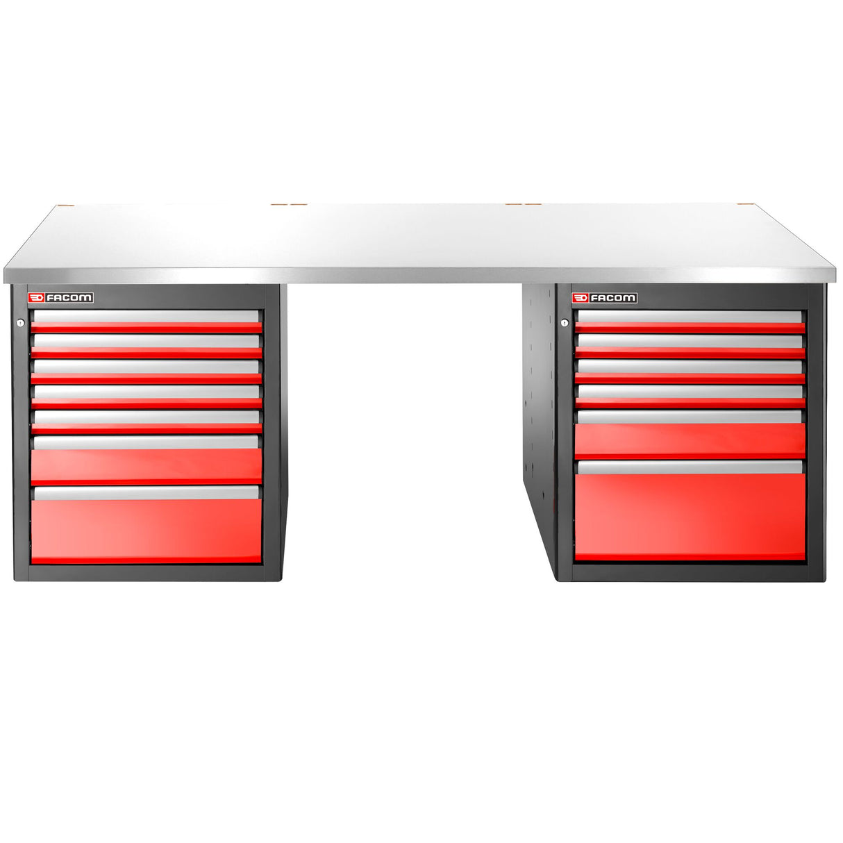 2.2 m Workbench, 13 Drawers, 569 x 421 mm, Stainless Top, Low Version