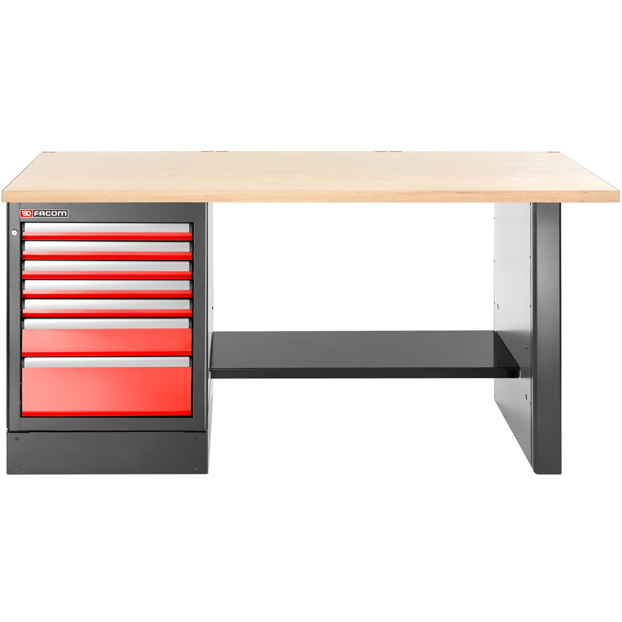 Workbench 2.2 m, 7 Drawers, 569 x 421 mm, Wood Top, High Version