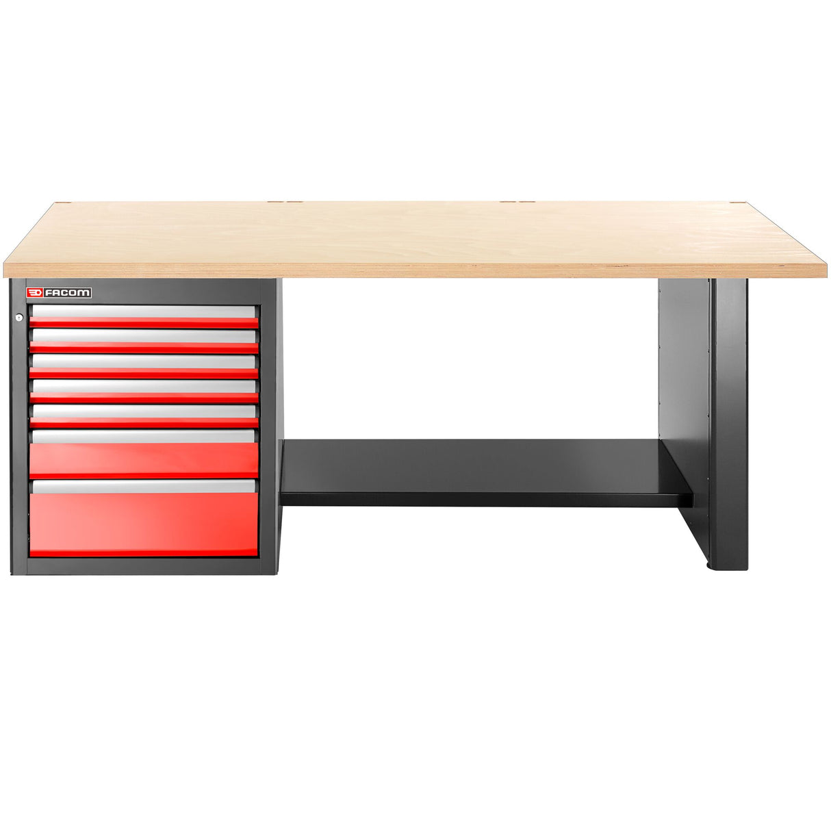 Workbench 2.2 m, 7 Drawers, 569 x 421 mm, Wood Top, Low Version
