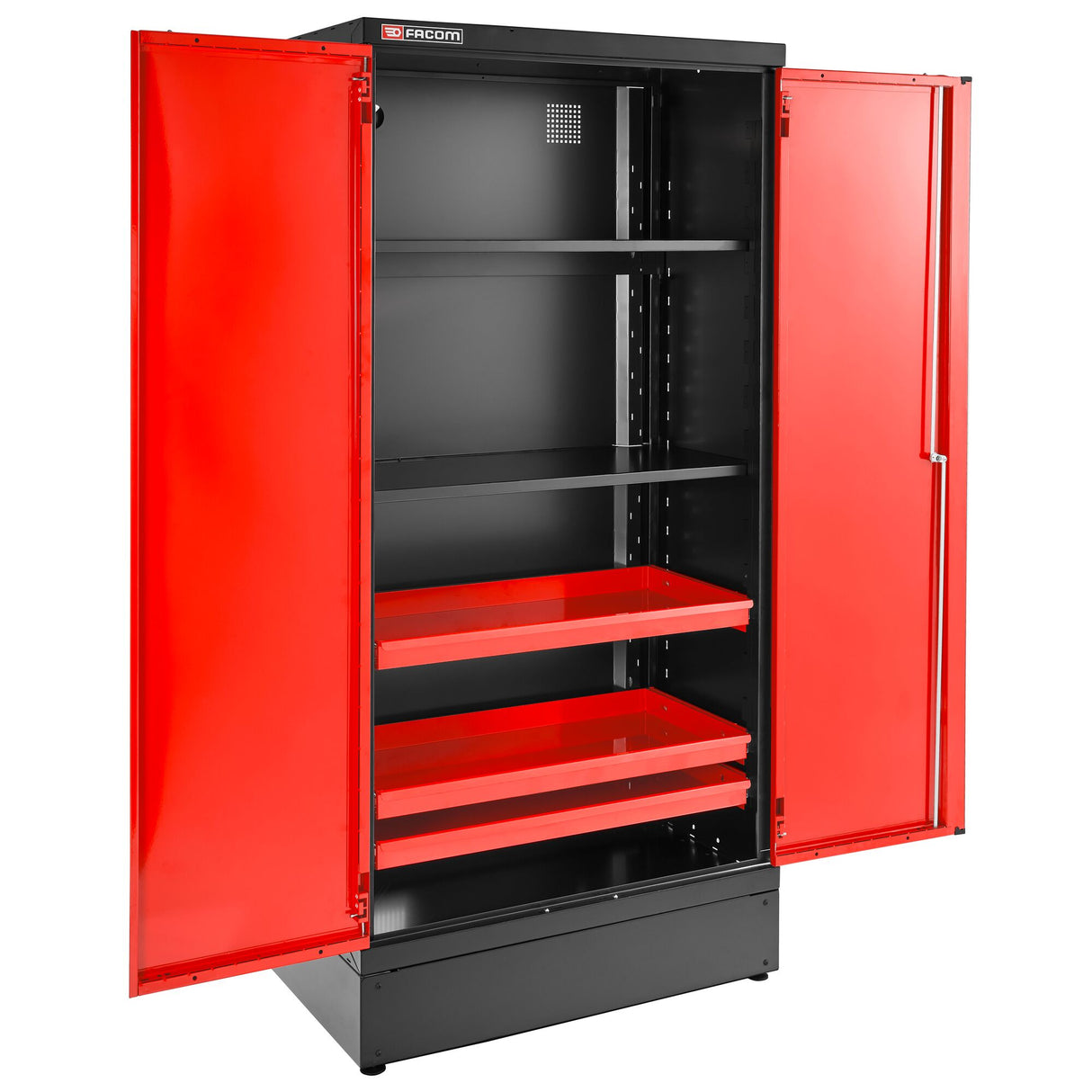 Cabinet 2 Solid Doors, 3 Shelves, L 1000 x D 506 x H 2060 mm, Red