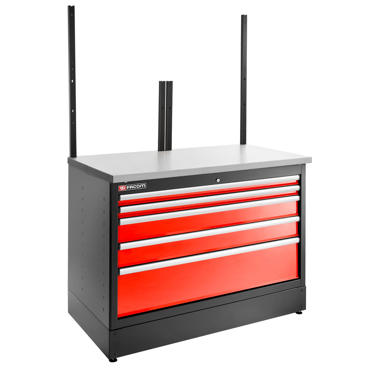 Double Base Unit, 5 Drawers, 1269 x 421 mm, Red