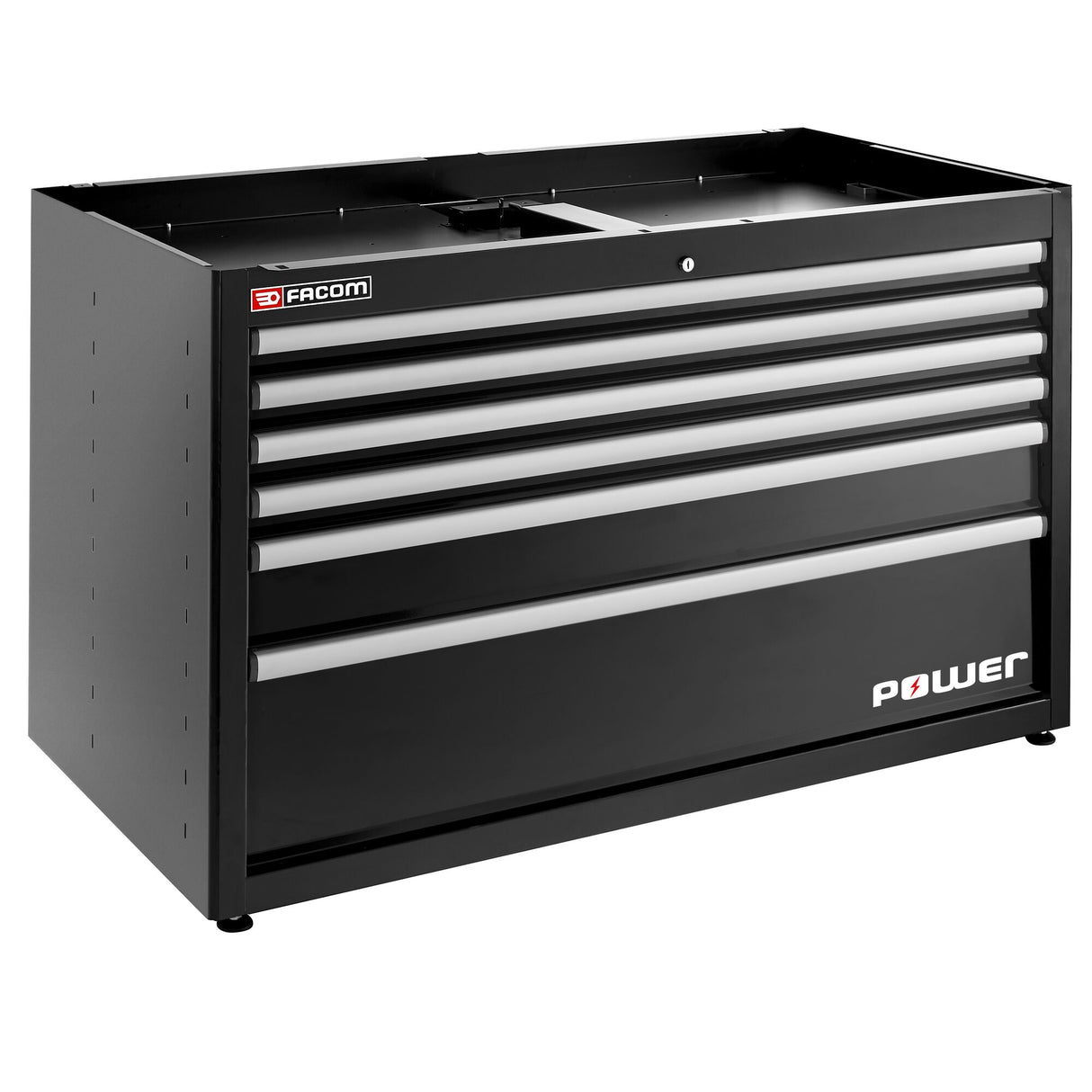 Double Base Unit, 6 Drawers 1269 x 421 mm With 1 Power Drawer, Black