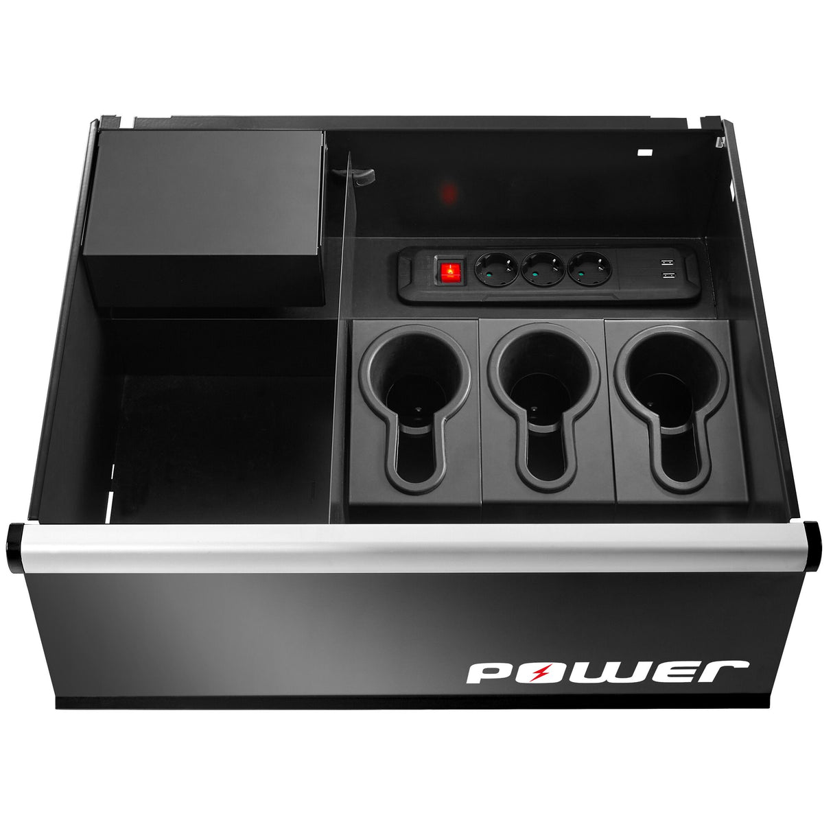 Single Base Unit, 6 Drawers With 1 Power Drawer, Red