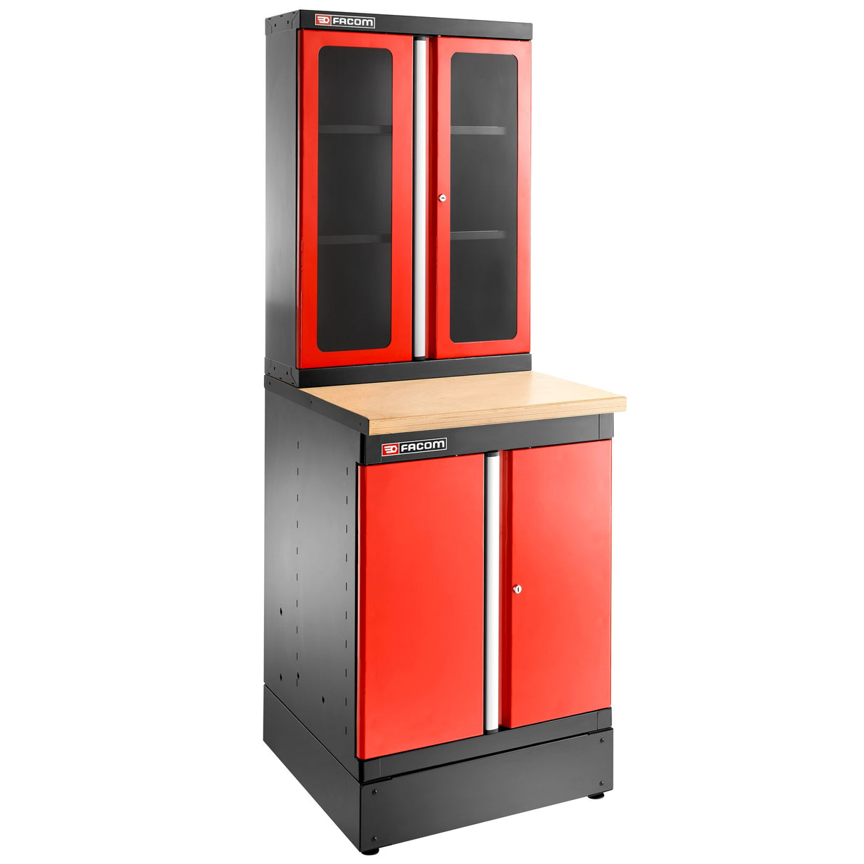 Single Base Unit, 2 Solid Doors, 1 Shelf, Red