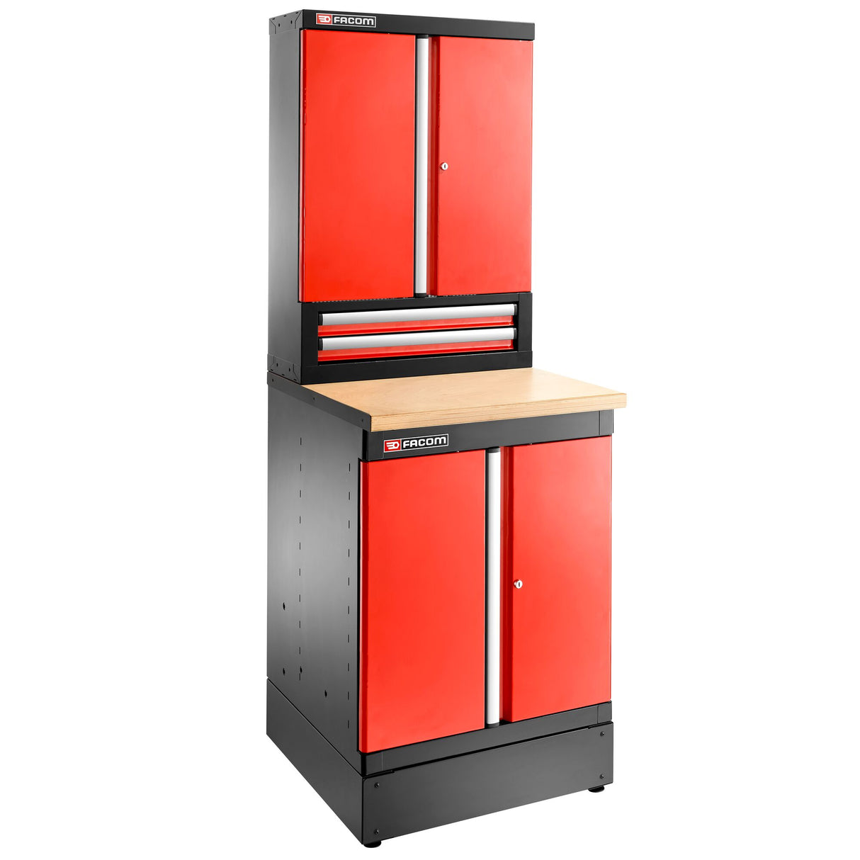 Single Base Unit, 2 Solid Doors, 1 Shelf, Red
