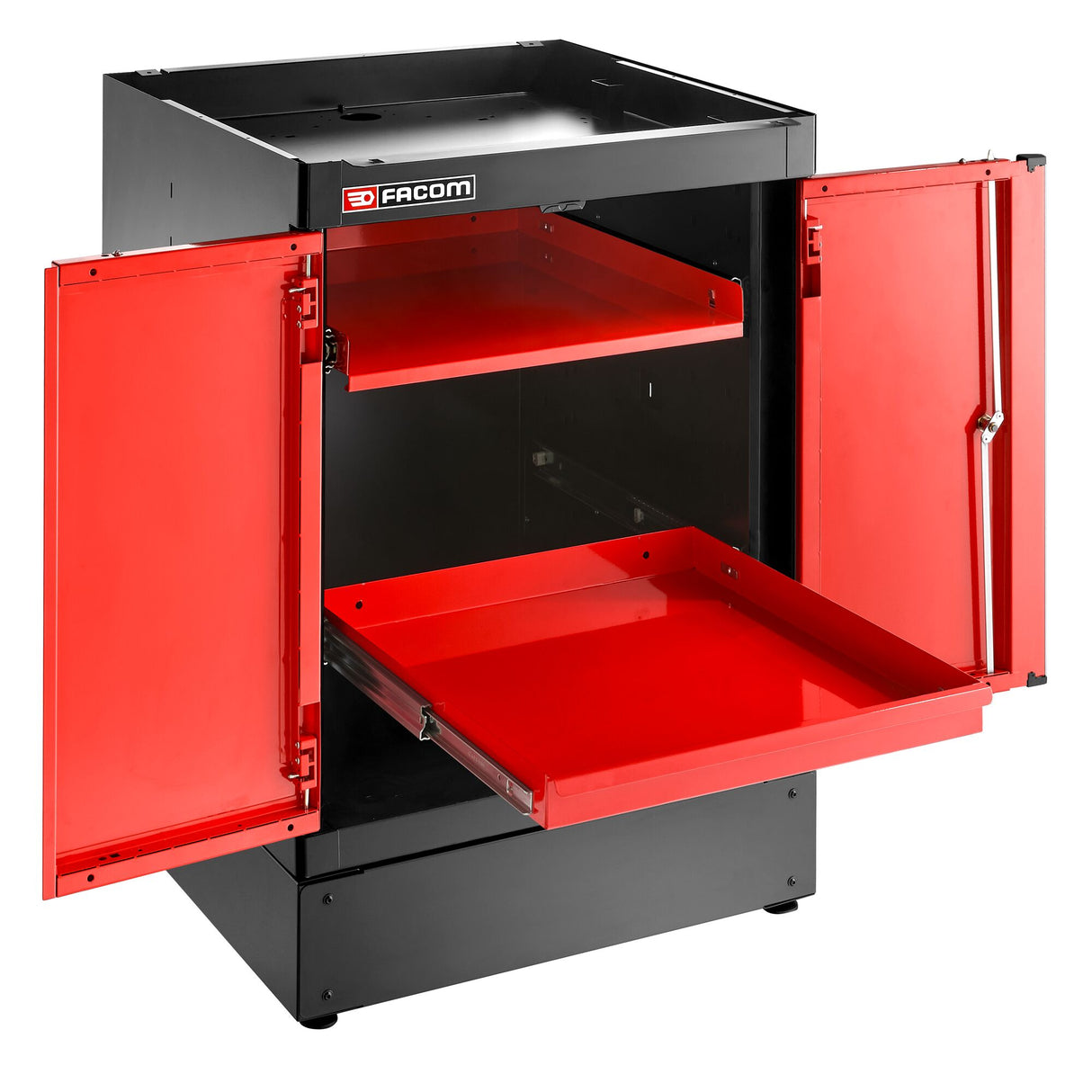 Single Base Unit, 2 Solid Doors, 1 Shelf, Red