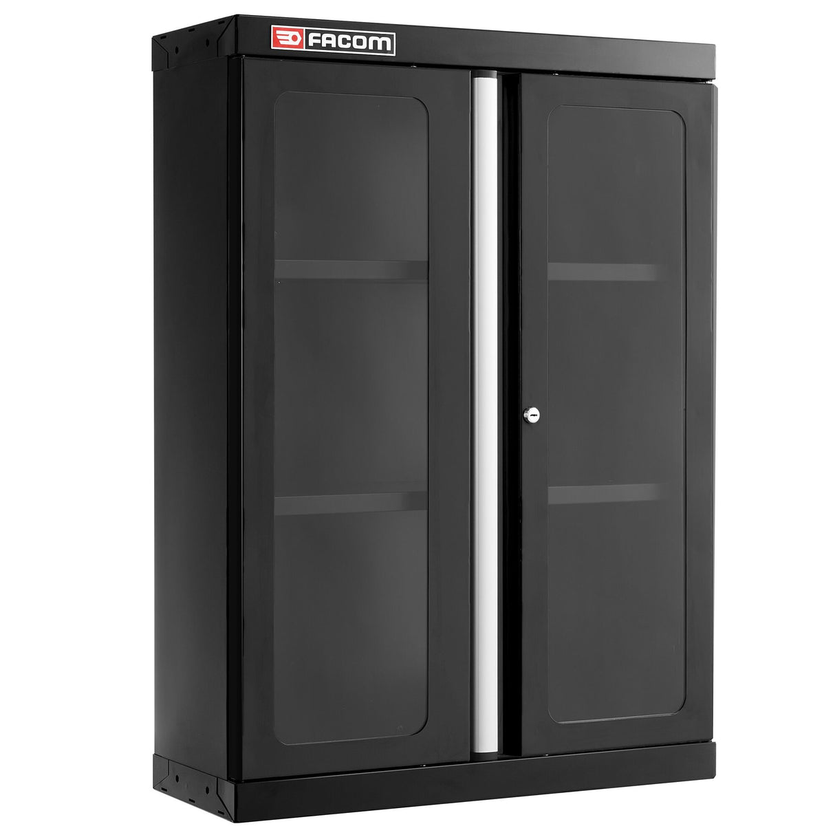 Top Unit, 2 Glazed Doors, 2 Shelves, Black
