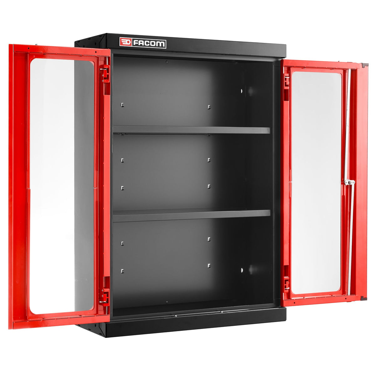 Top Unit, 2 Glazed Doors, 2 Shelves, Red