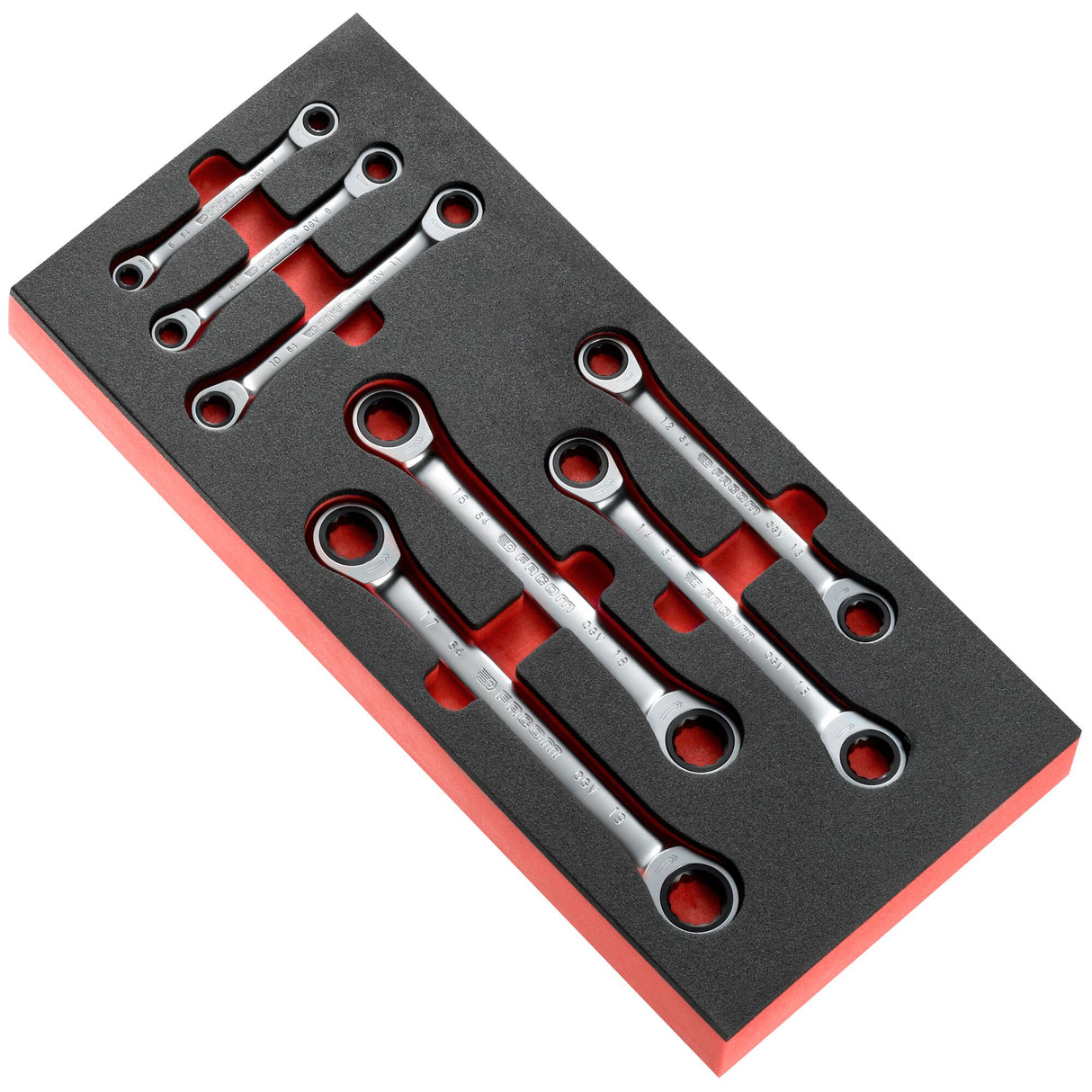 STRAIGHT RATCHET RING WRENCHES - 64 - Access - Foam Tray - 7 pc.