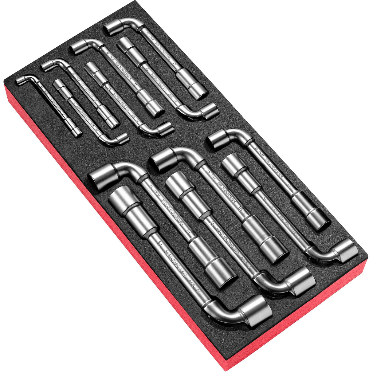 ANGLED OPEN SOCKET WRENCHES - 75 - 6X6 Points - Foam Tray - 13 pc.