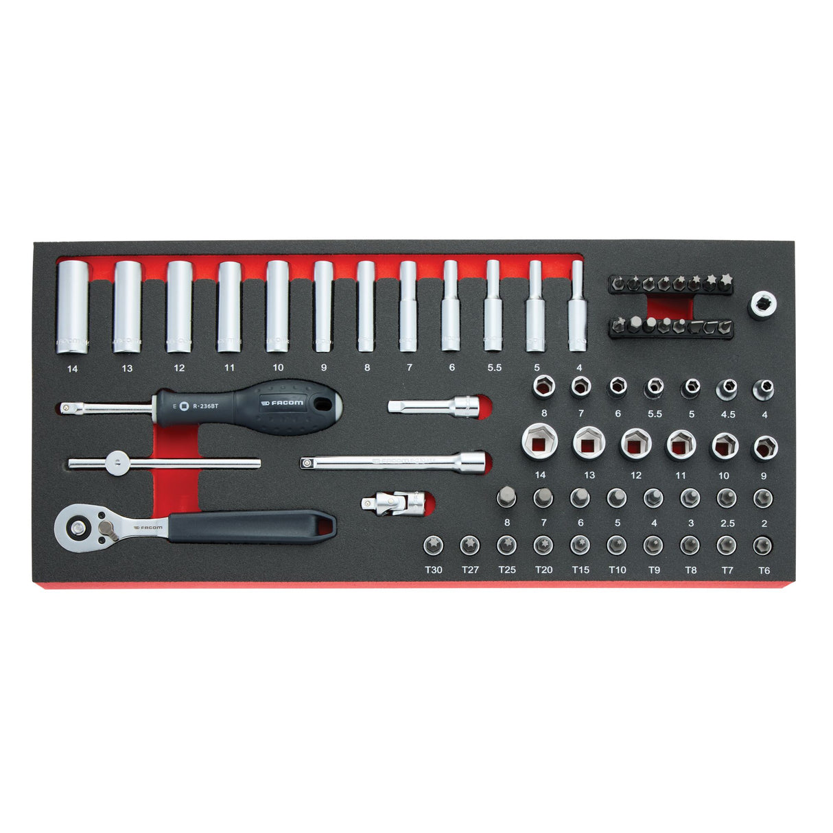 1/4 Socket Set In Foam Module - 66 Pcs
