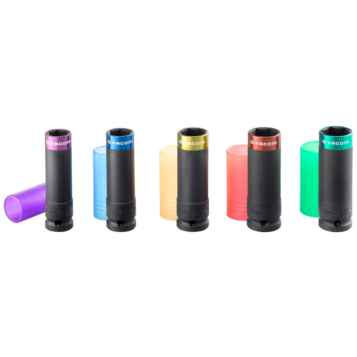 15mm to 22mm 1/2 in. Drive Reinforced Long Impact Socket Set (5 pc.)