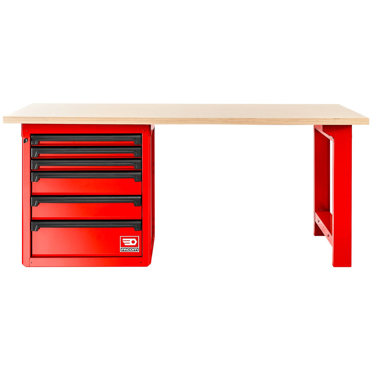 2m Workbench Wooden Worktop, Red