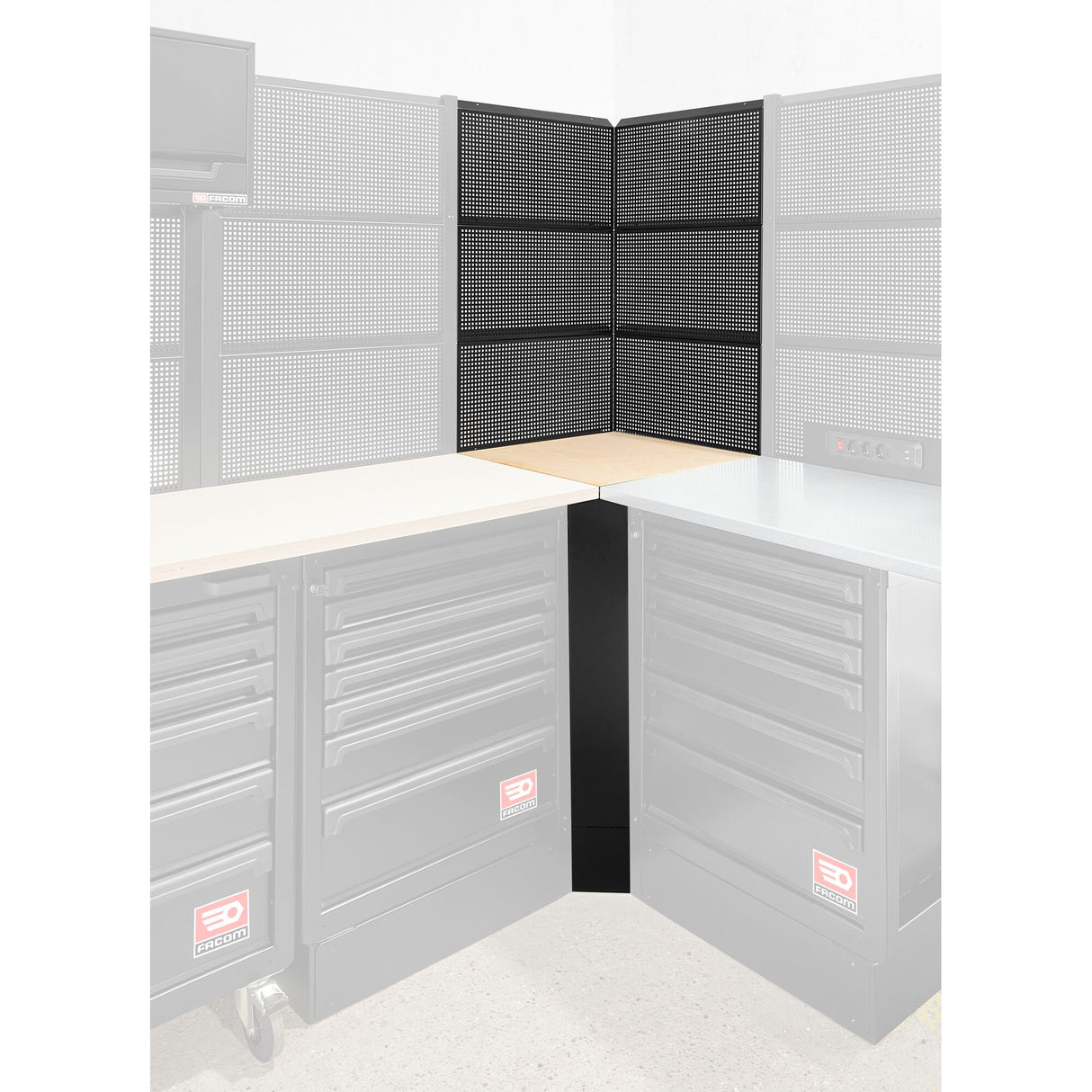 Corner Unit With Wooden Top and Panels
