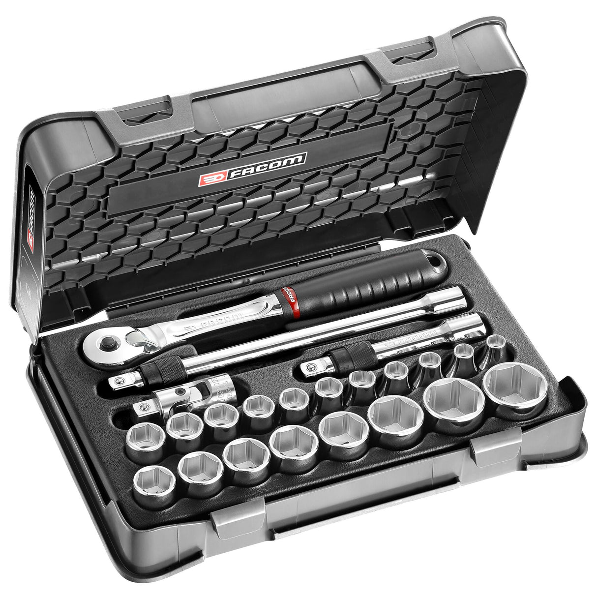 1/2 in. MBOX Push-Lock Pear Head Ratchet & Socket Set (23 pc.)