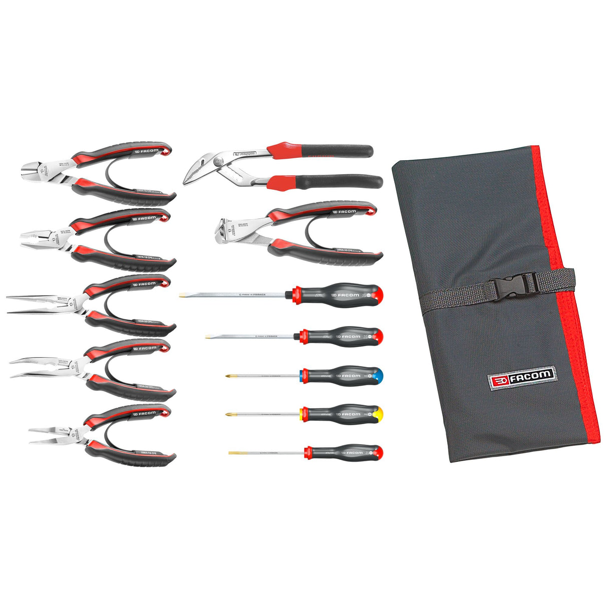 Maintenance Plier and Screwdriver Set in a Nylon Roll (12 pc.)