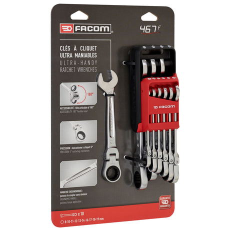467BF.JP  - Flex-Head Ratchet Combination Wrench Sets in Portable Holder, Metric