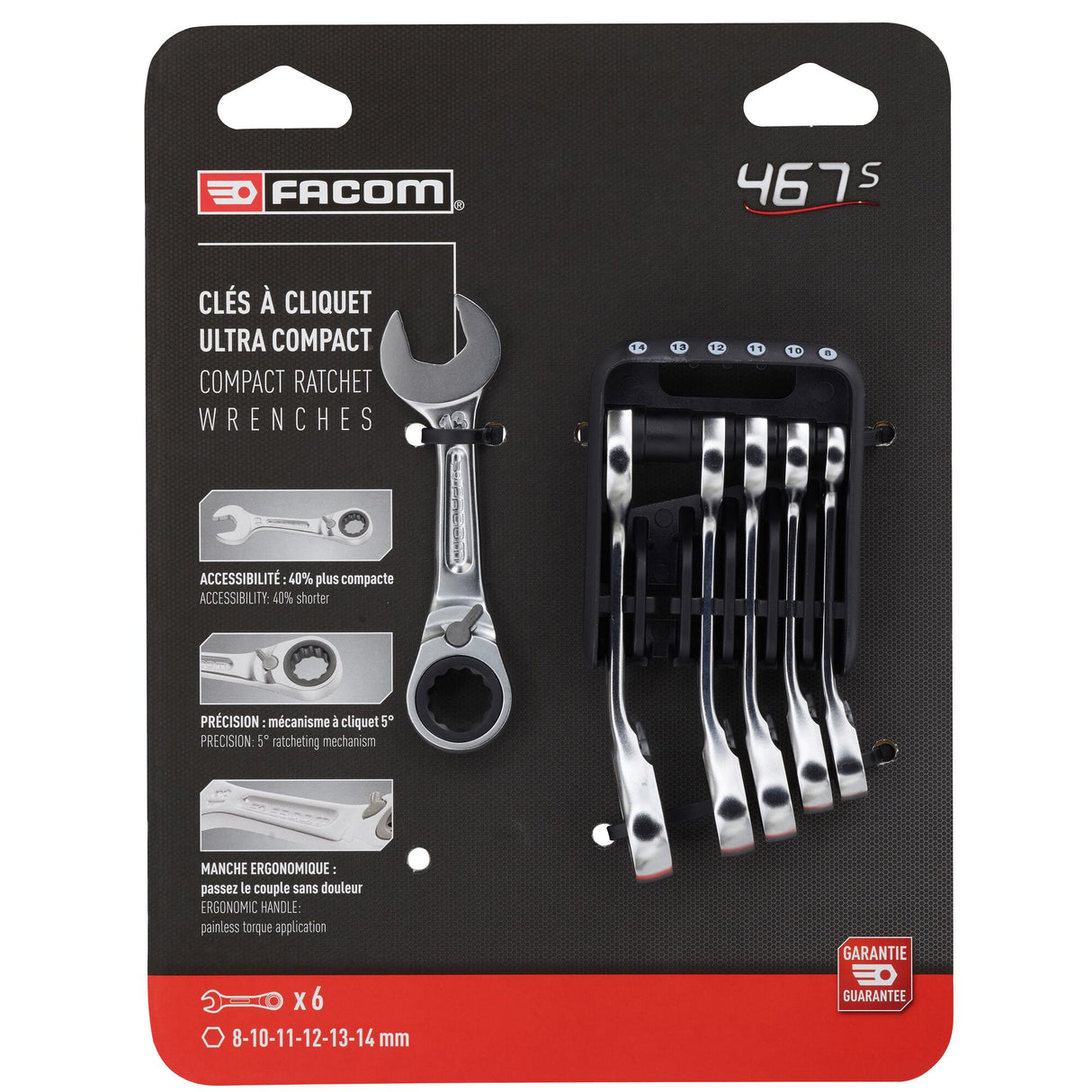 467BS.JP - Short Ratchet Combination Wrenches in Portable Holder, Metric