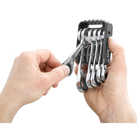 RATCHET COMBINATION WRENCHES - 467BS - Short Handle  - Holder - 6 pc.
