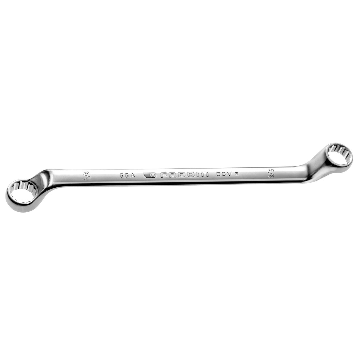 DEEP OFFSET RING WRENCH - 55A - 12 Points - Satin Chrome Finish - 5/8X3/4 in.