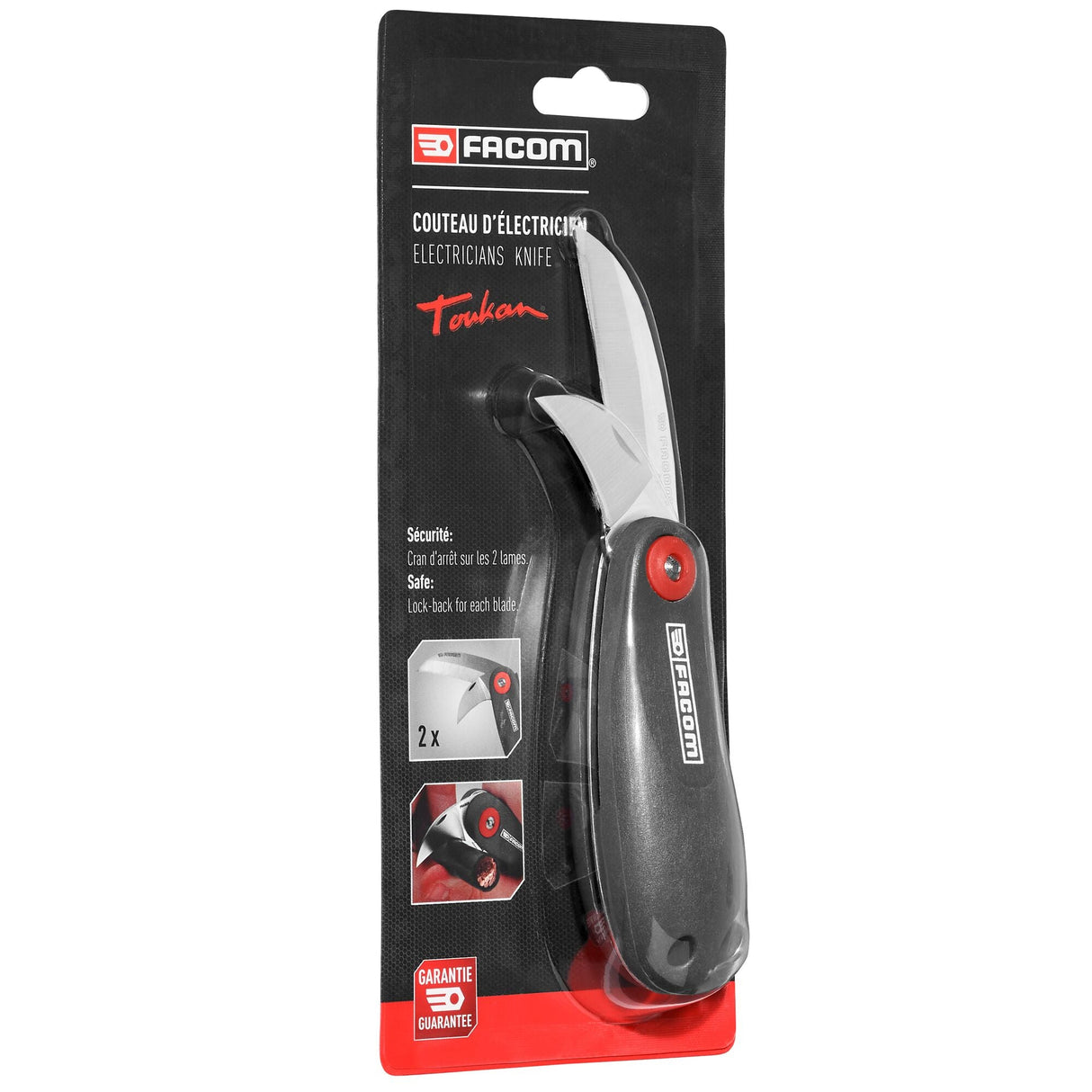 Couteau d'électricien manche plastique 2 lames