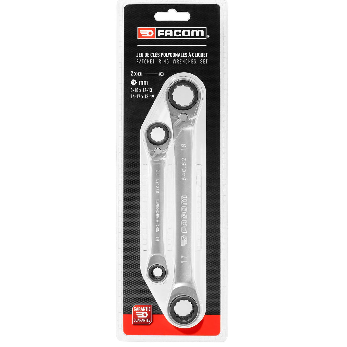 STRAIGHT RATCHET RING WRENCHES - 64 - Access - Box - 2 pc.
