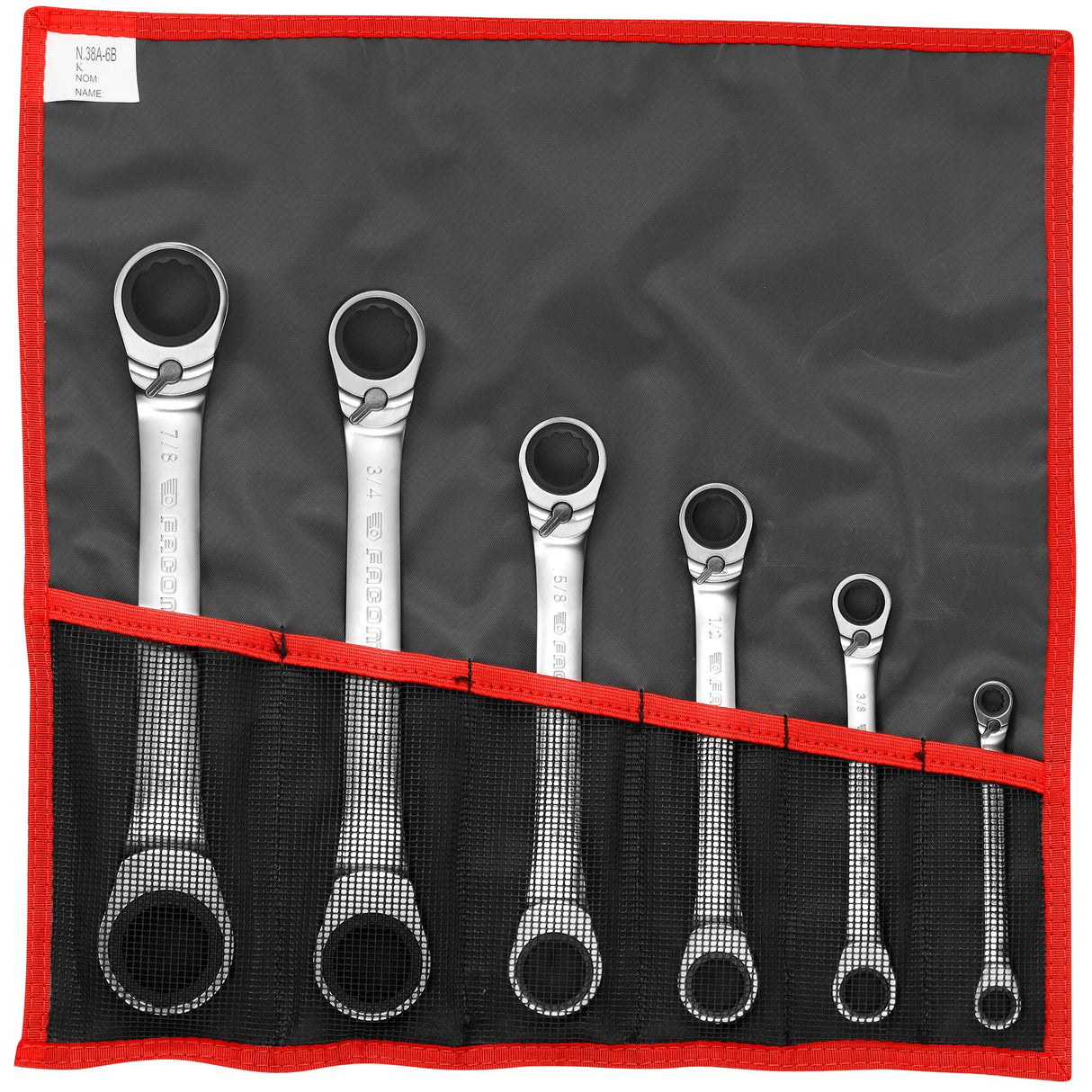 DOUBLE RATCHETING WRENCHES - 65 - Spline - Roll Bag - 6 pc.
