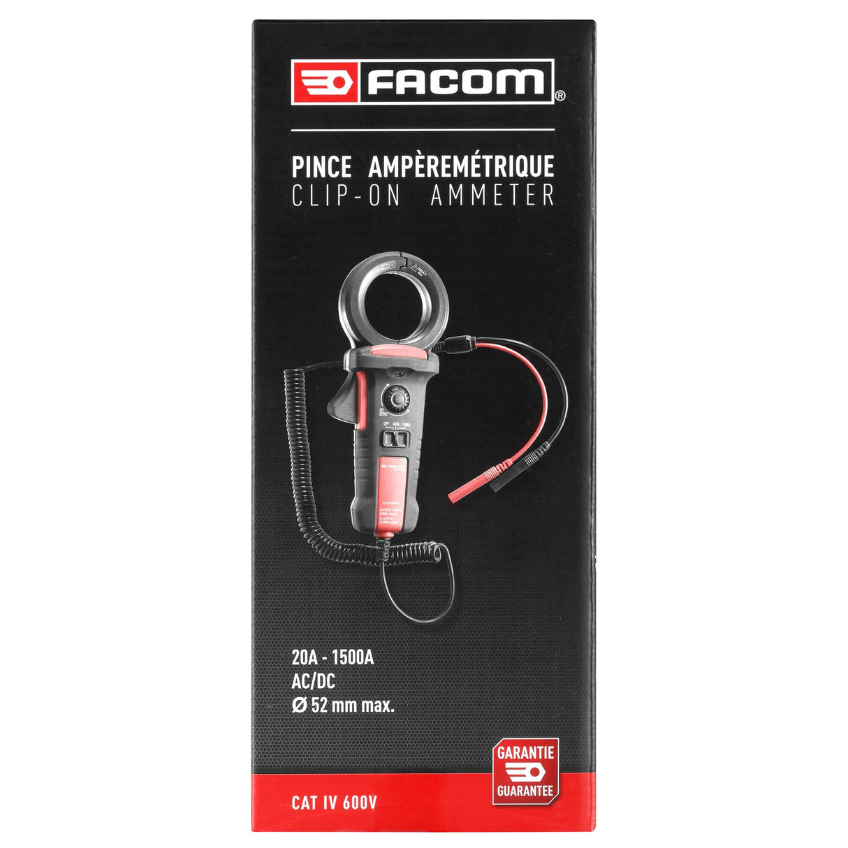 Amp clamp, maximum cable diameter 52 mm, cat IV, 600V AC/DC 20a-1500a