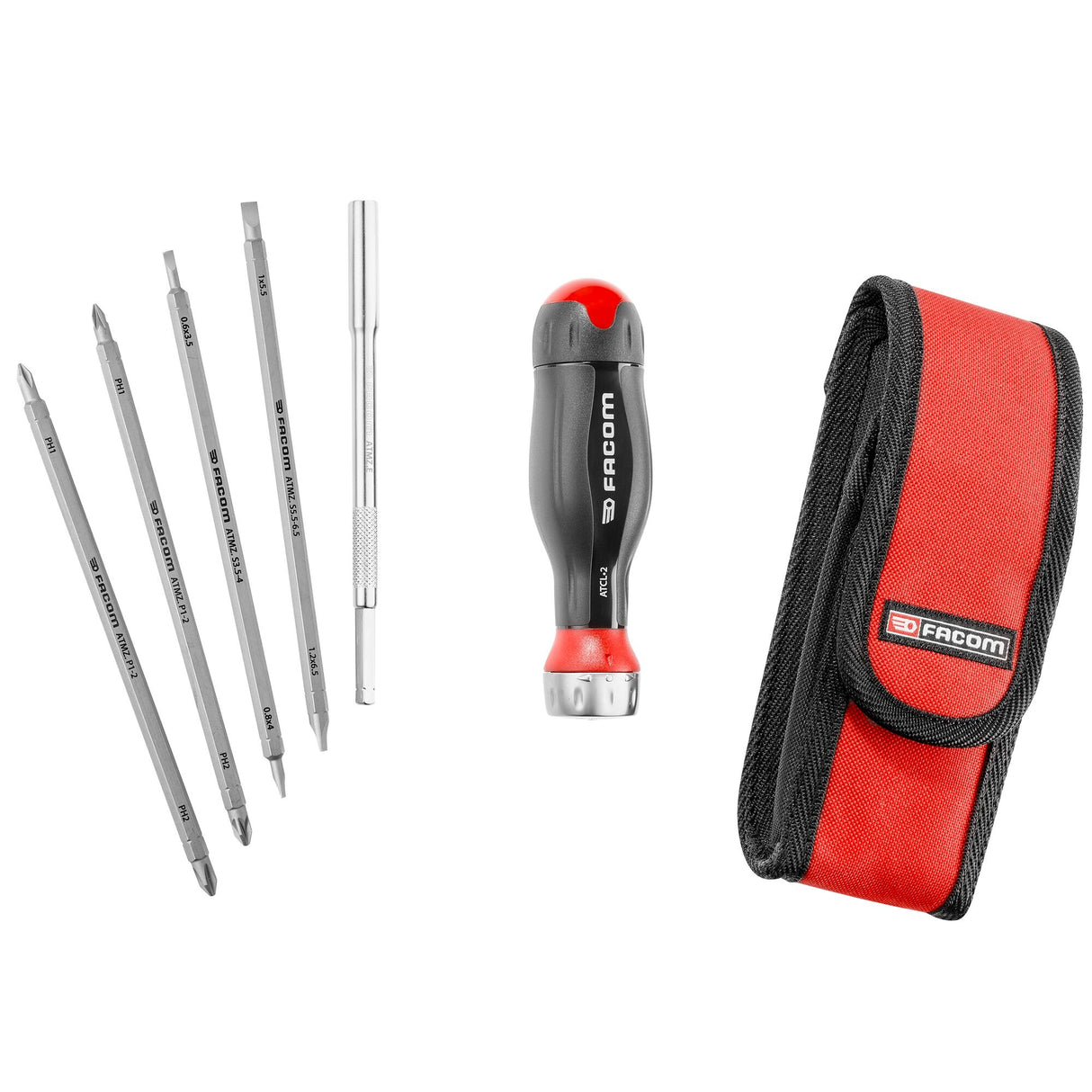 PROTWIST® 3 in 1 1/4 in. Ratchet Blade Handle With 5 Blades Set in Pouch