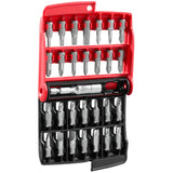 Combined set of 28 Bits 1/4 in. (25mm) and Bit Holder, Slotted Head, Phillips®, Pozidriv®, 6-point, TORX® Bits