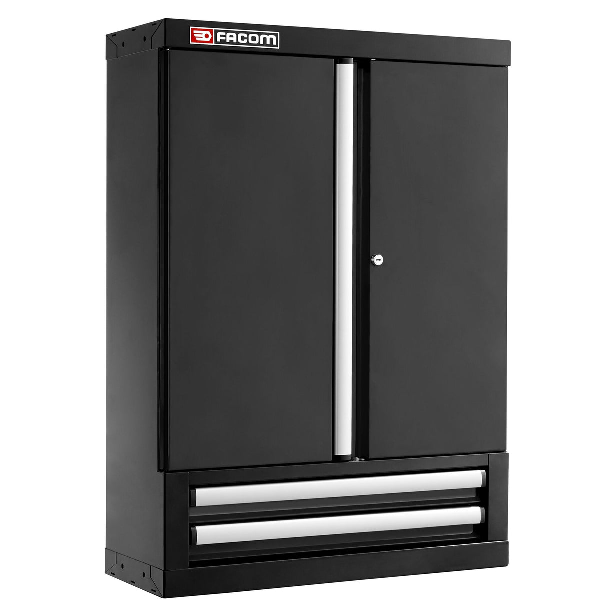 Single Top Unit, 2 Solid Doors, 2 Drawers, Black