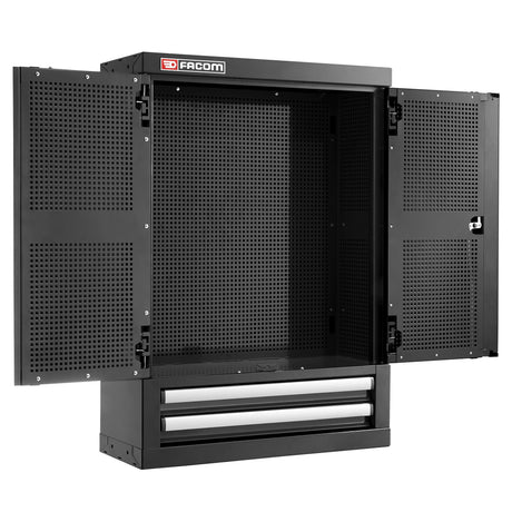 Single Top Unit, 2 Solid Doors, 2 Drawers, Black