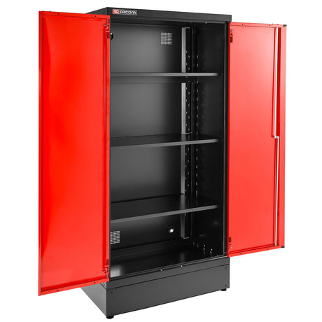Cabinet 2 Solid Doors, 3 Shelves, L 1000 x D 506 x H 2060 mm, Red