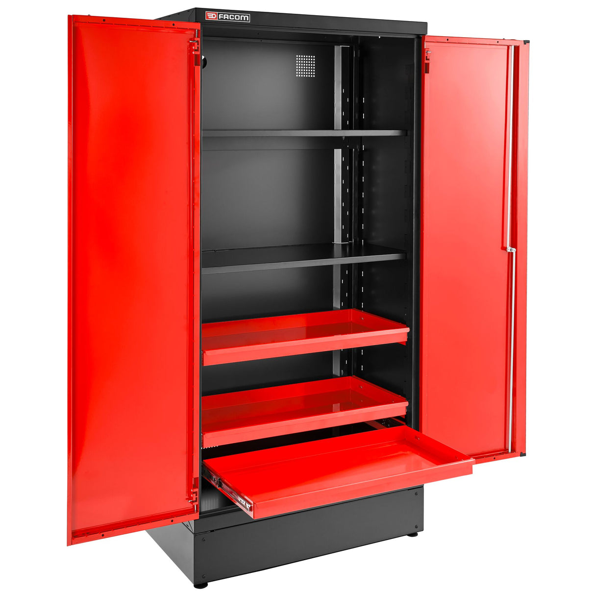 Cabinet 2 Solid Doors, 3 Shelves, L 1000 x D 506 x H 2060 mm, Red