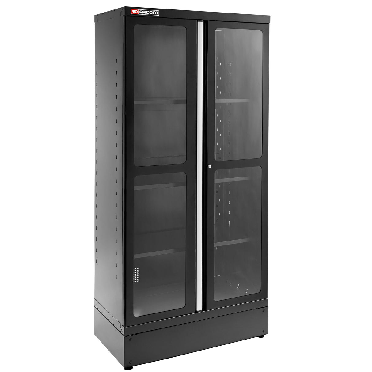 Cabinet 2 Glazed Doors, 3 Shelves, L 1000 x D 506 x H 2060 mm, Black