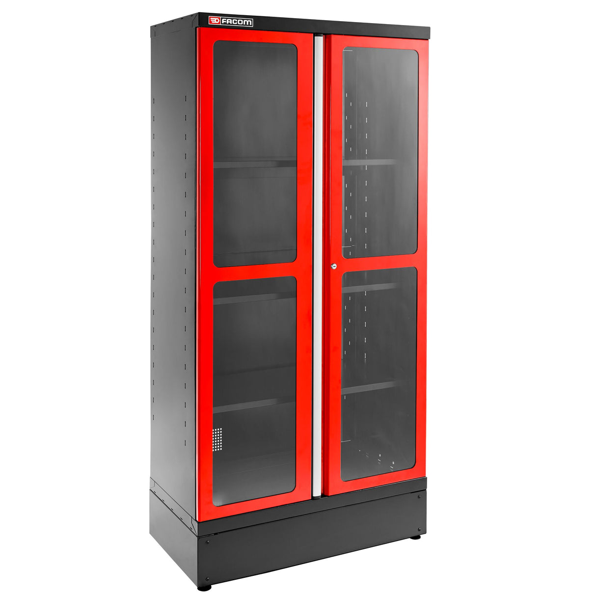 Cabinet, 2 Glazed Doors, 3 Shelves, L 1000 x D 506 x H 2060 mm, Red