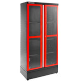 Cabinet, 2 Glazed Doors, 3 Shelves, L 1000 x D 506 x H 2060 mm, Red