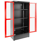 Cabinet, 2 Glazed Doors, 3 Shelves, L 1000 x D 506 x H 2060 mm, Red