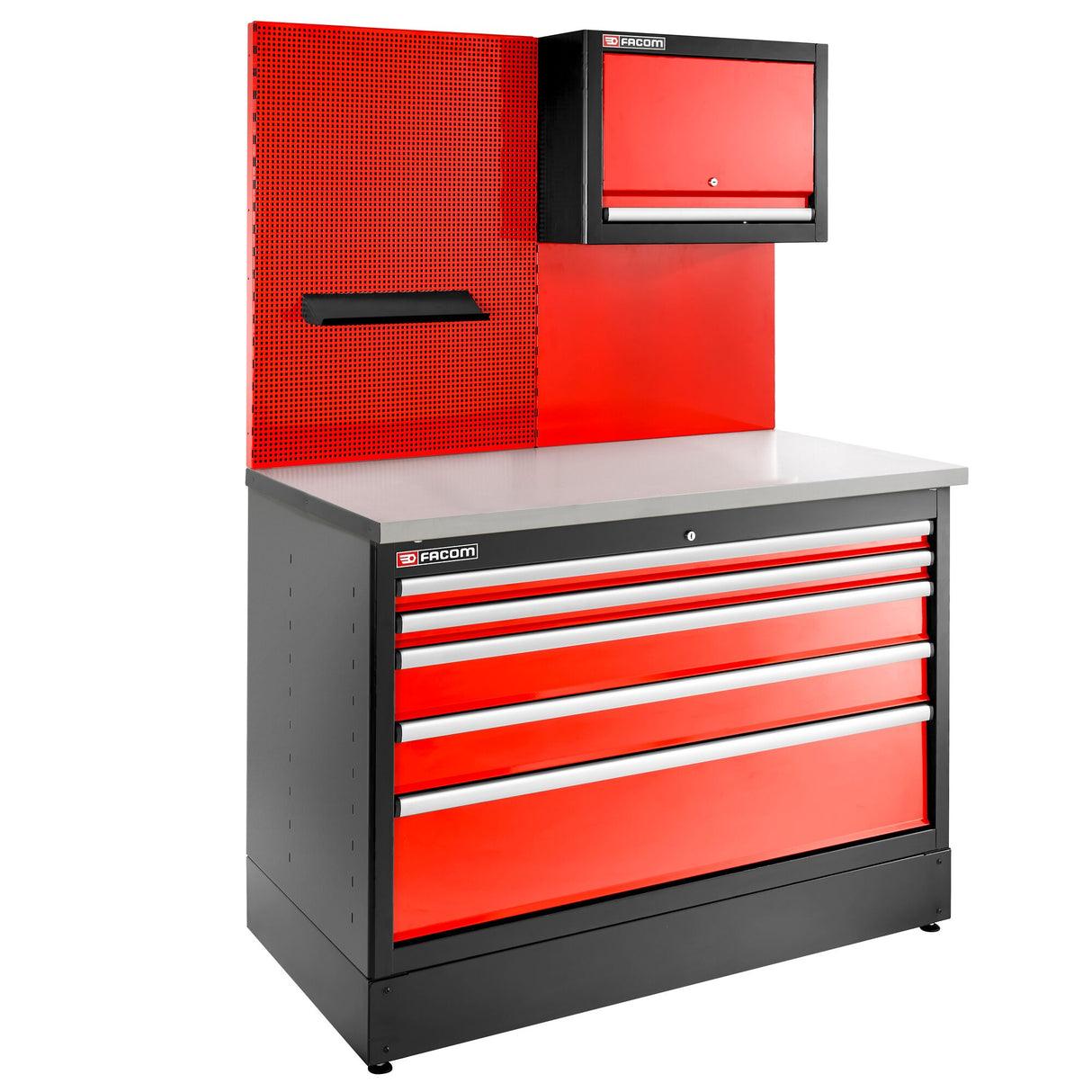 Double Base Unit, 5 Drawers, 1269 x 421 mm, Red