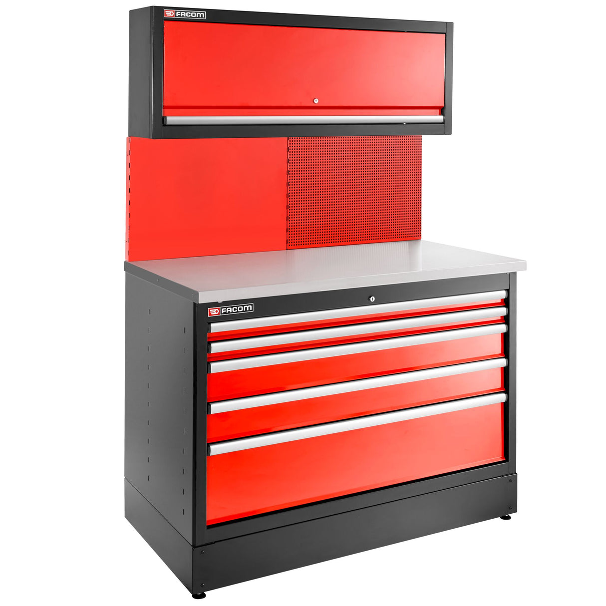Double Base Unit, 5 Drawers, 1269 x 421 mm, Red