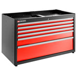 Double Base Unit, 6 Drawers, 1269 x 421 mm, Red